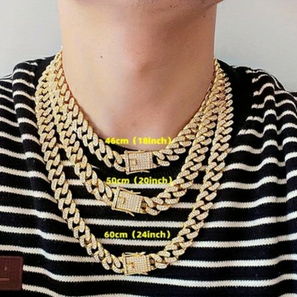 Hip Hop Geometric Cuban Diamond Chain - Picture 5 of 10